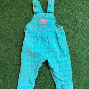 VTG Oshkosh B’gosh Vestback Floral Overalls 18month Made In USA 90s Rare